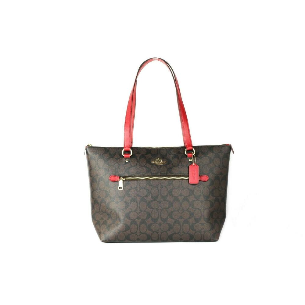 NWT Coach WOMEN Gallery Tote Shoulder Bag (IM/Brown 1941 Red) -L